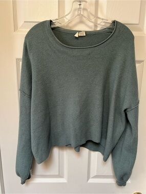 Sky and Sparrow Dusty Sage Ribbed Crewneck Sweater